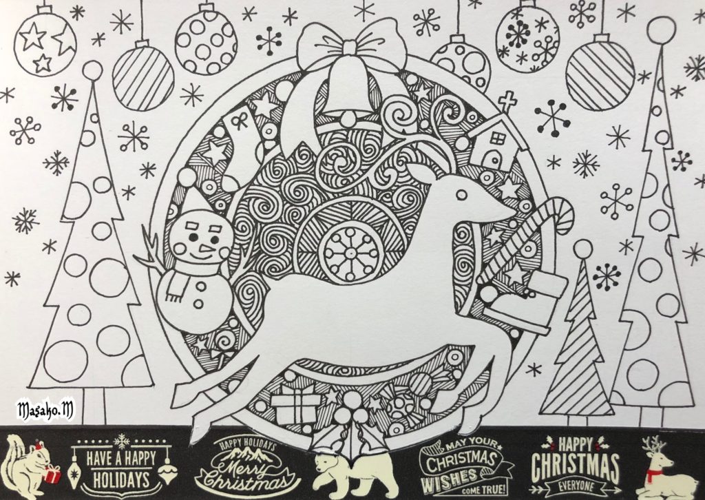クリスマス絵の簡単な書き方とクリスマスぬり絵 無料 脳トレになる曼荼羅アートセラピー