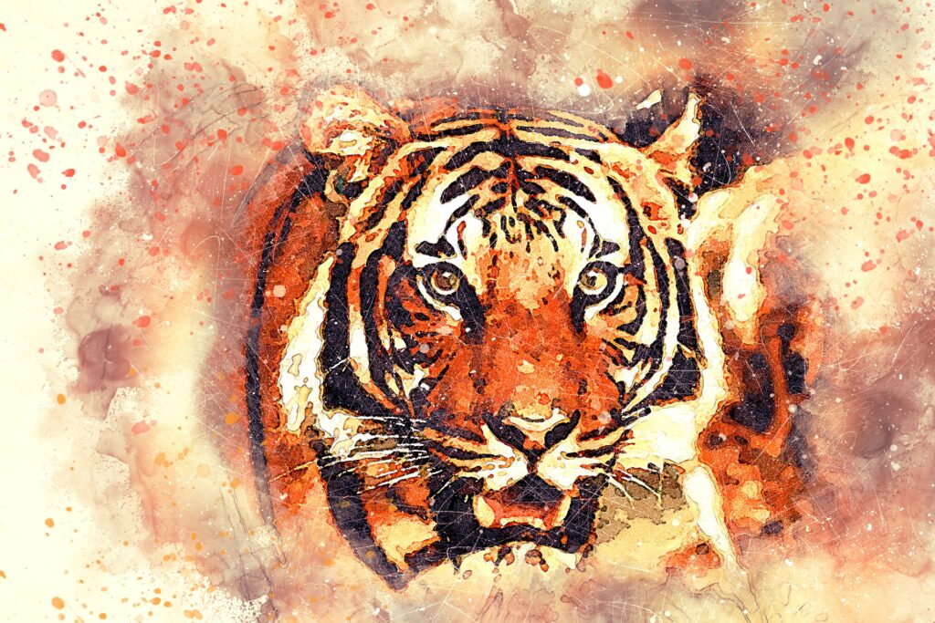 動物の絵 虎の絵 22年寅年干支の絵 簡単でかわいい手描きイラスト ぬり絵 脳トレになる曼荼羅アートセラピー